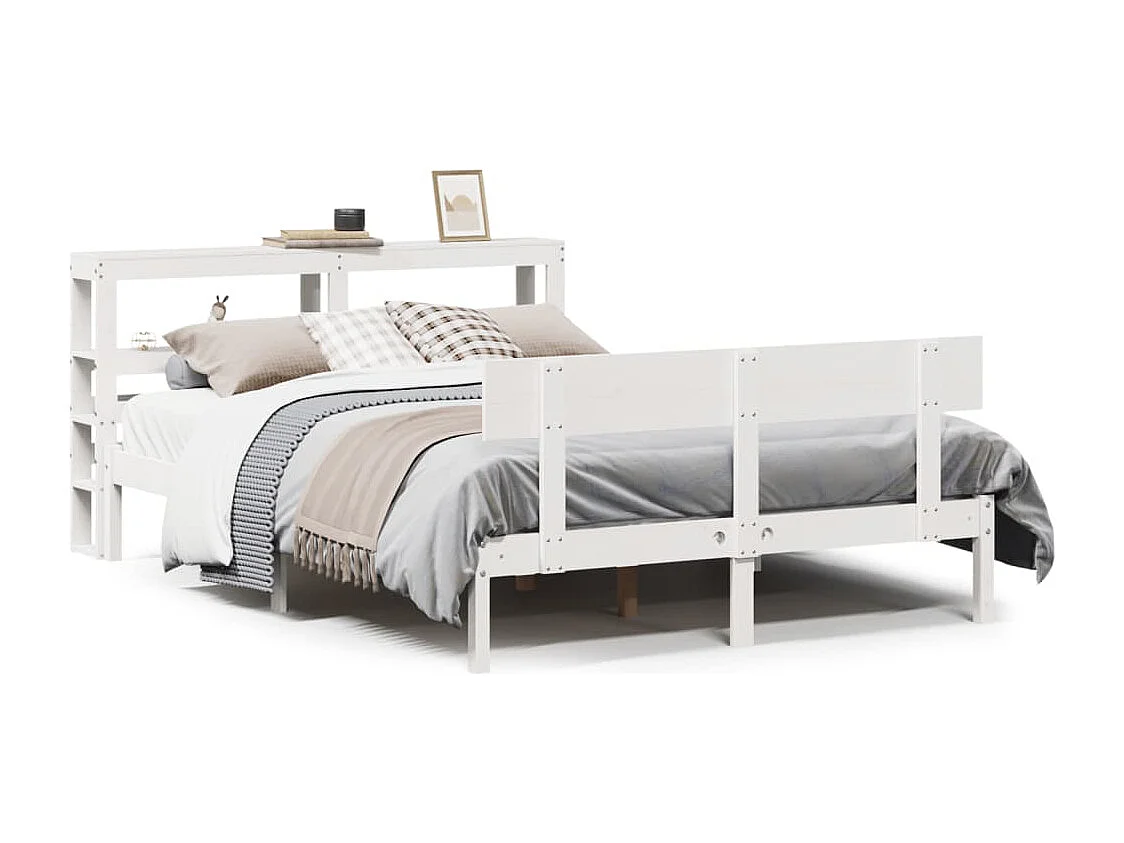 Cama sem colchão 120x190 cm madeira de pinho maciça branco