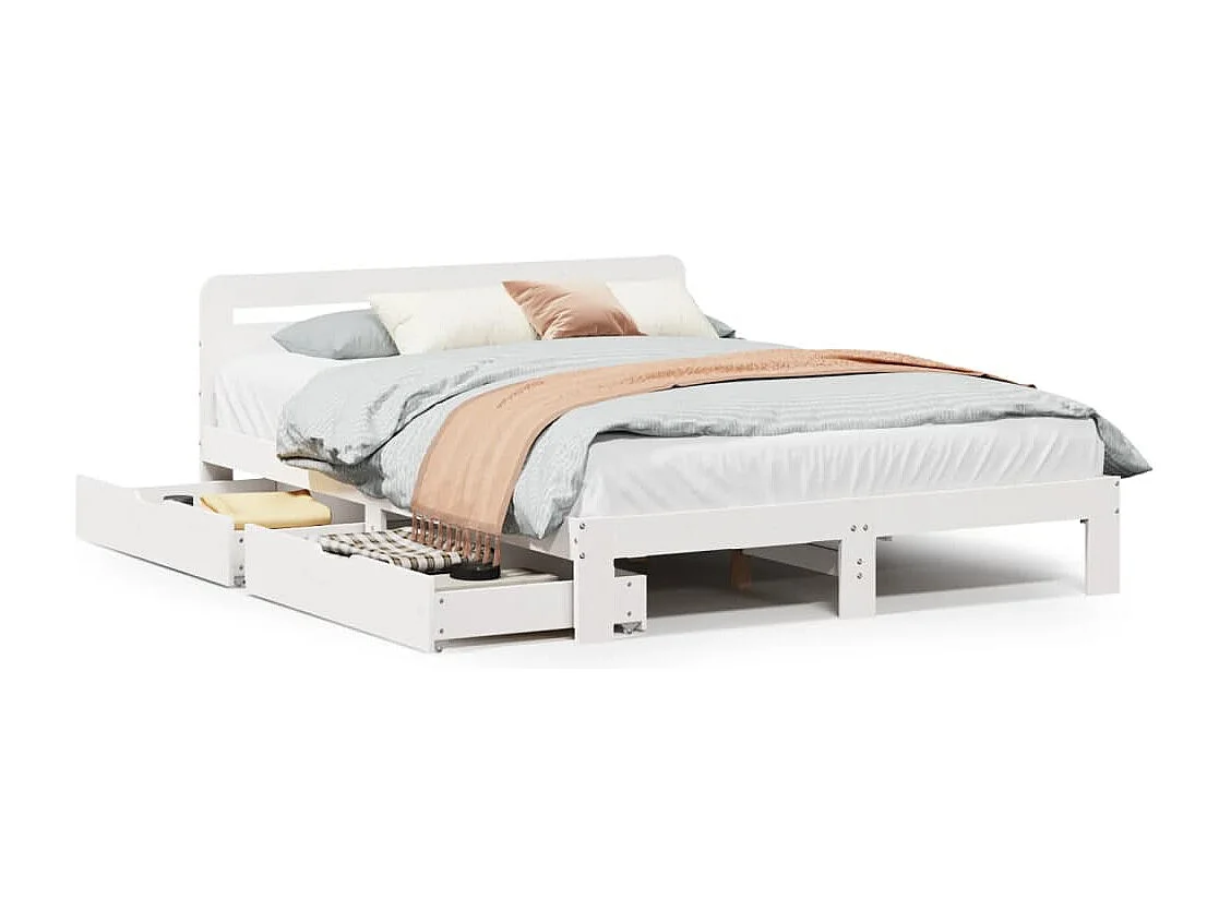 Cadre de lit sans matelas blanc 160x200 cm bois de pin massif