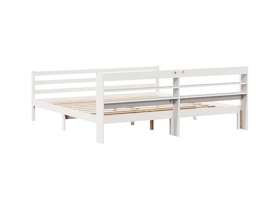Estructura de cama con cabecero madera de pino blanco 200x200cm