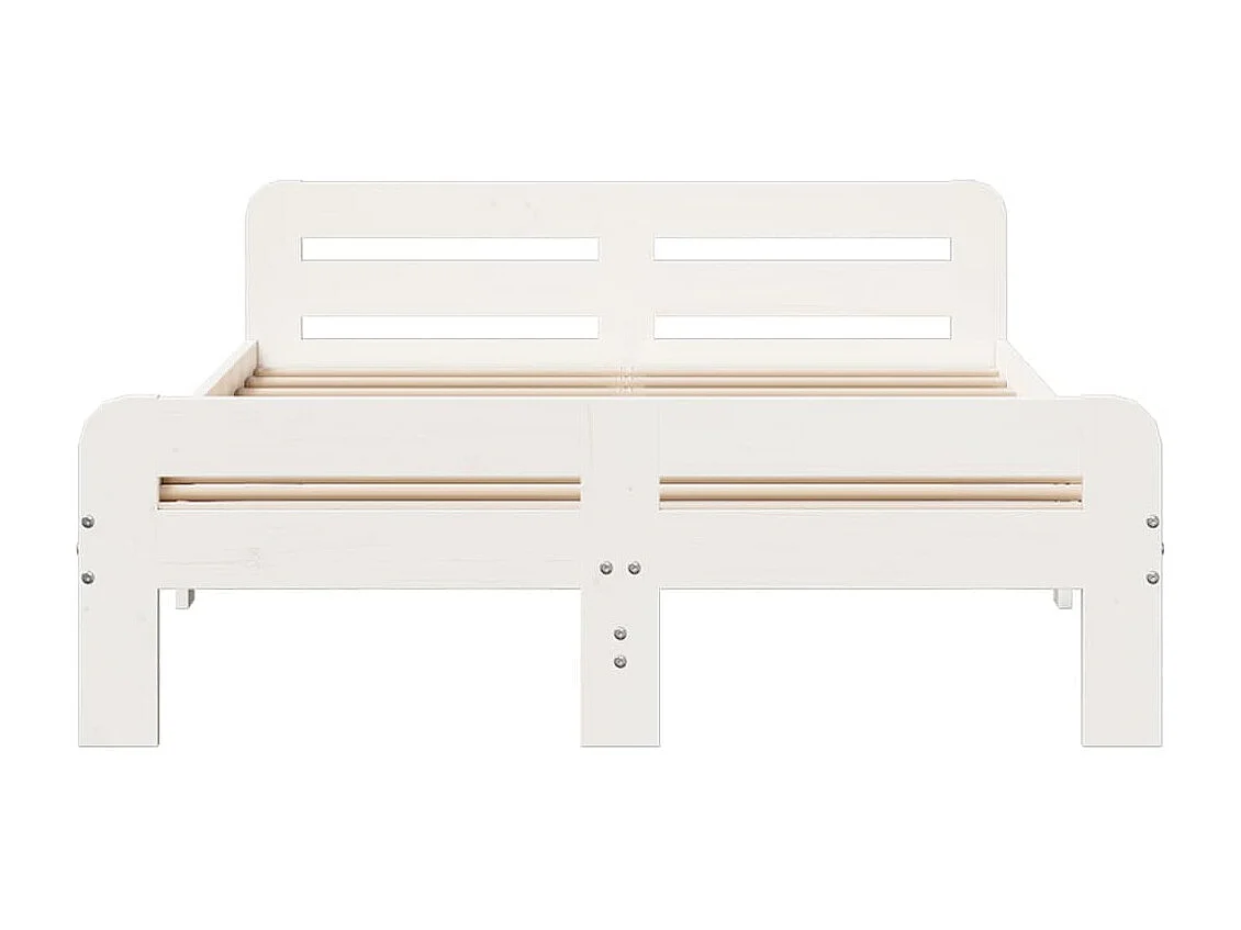 Cama sem colchão 135x190 cm madeira de pinho maciça branco