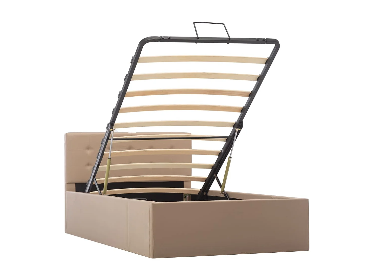 Cama canapé hidráulica cuero sintético capuchino 90x200 cm