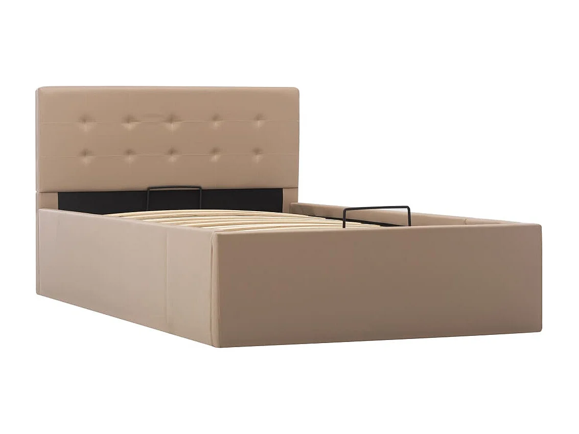 Cama canapé hidráulica cuero sintético capuchino 90x200 cm