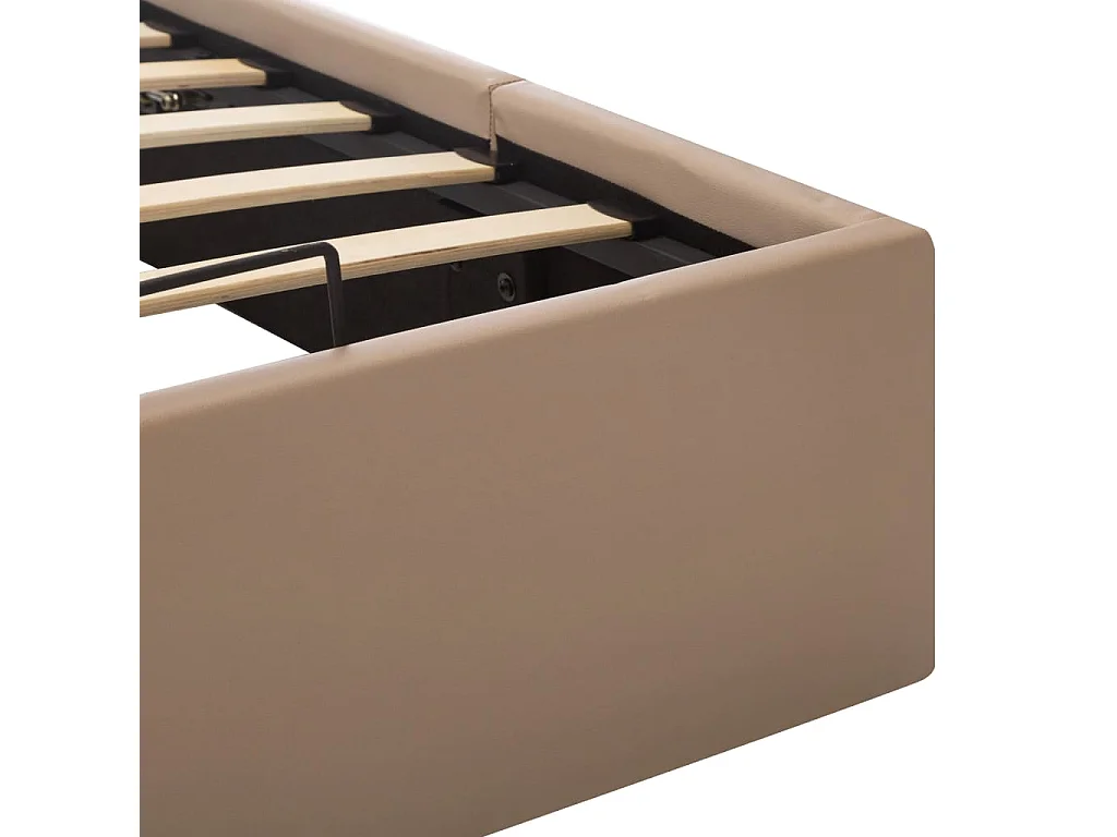 Cama canapé hidráulica cuero sintético capuchino 90x200 cm