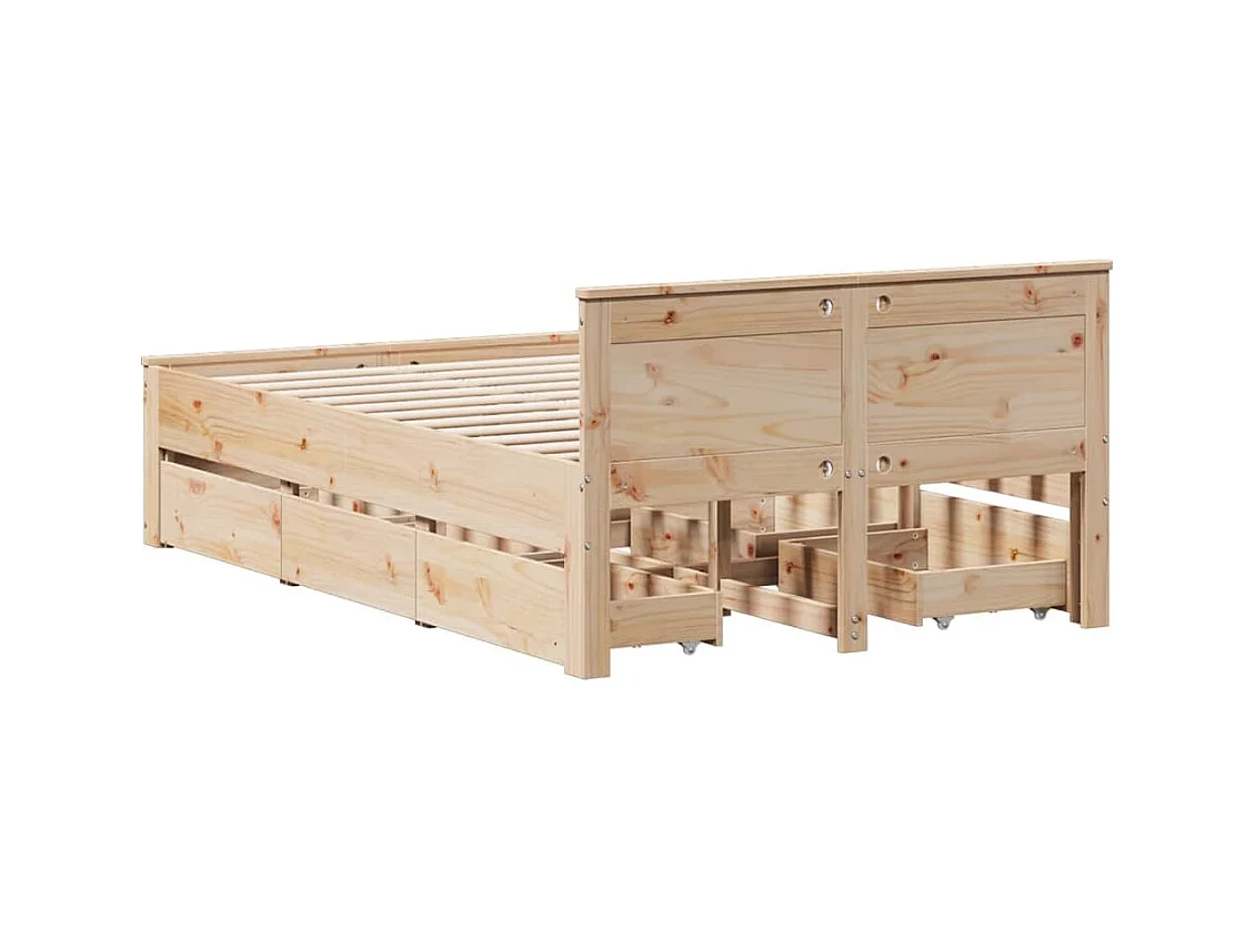 Cadre de lit sans matelas avec tête de lit 135x190 cm bois pin
