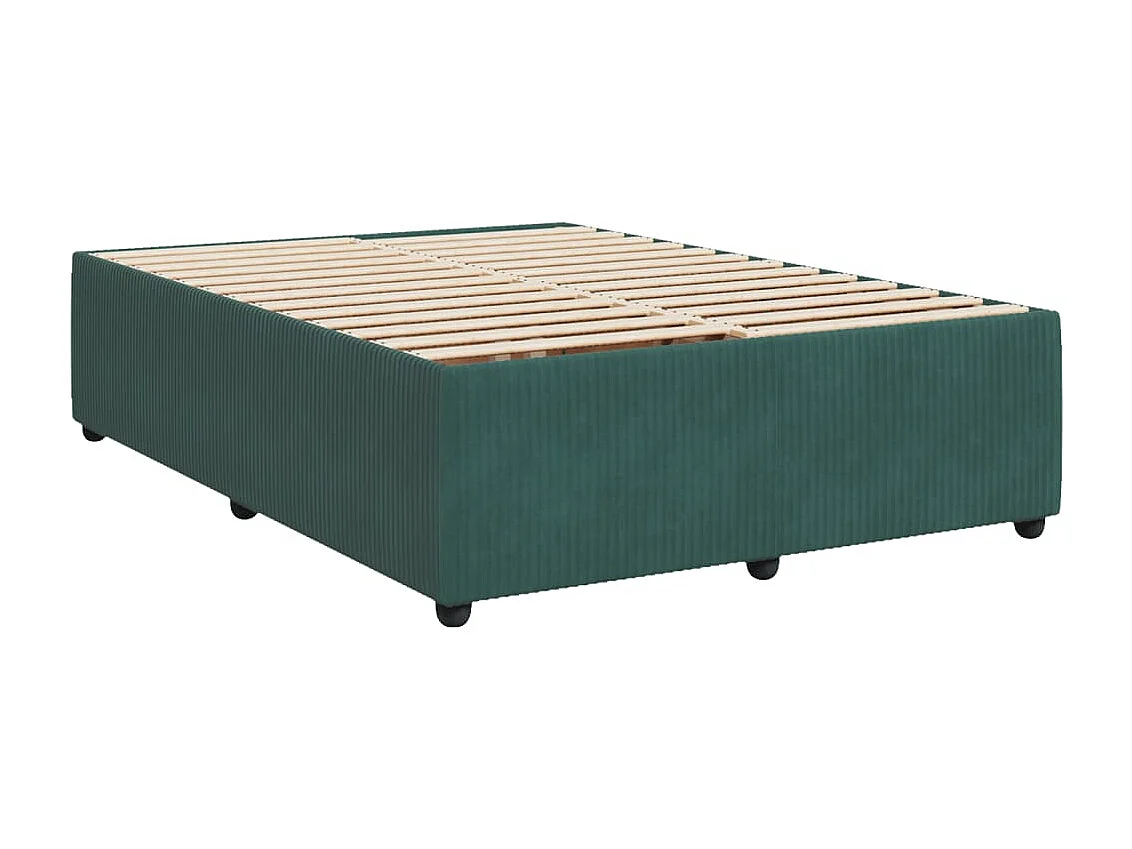 Estrutura de cama 140x190 cm veludo verde-escuro