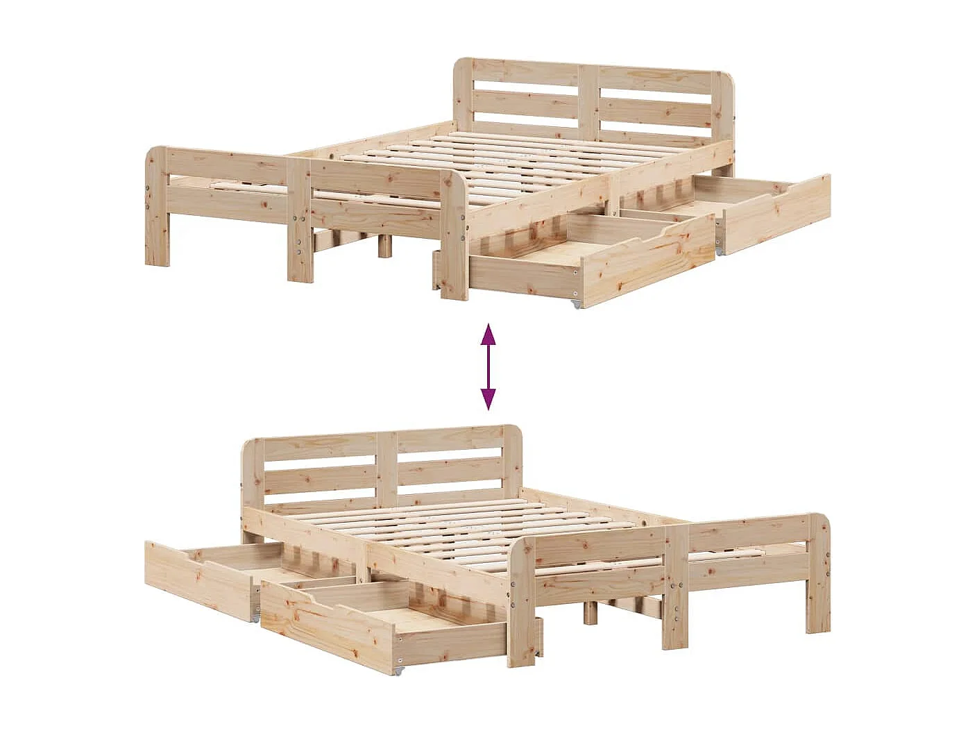 Estructura de cama sin colchón madera de pino maciza 120x200 cm