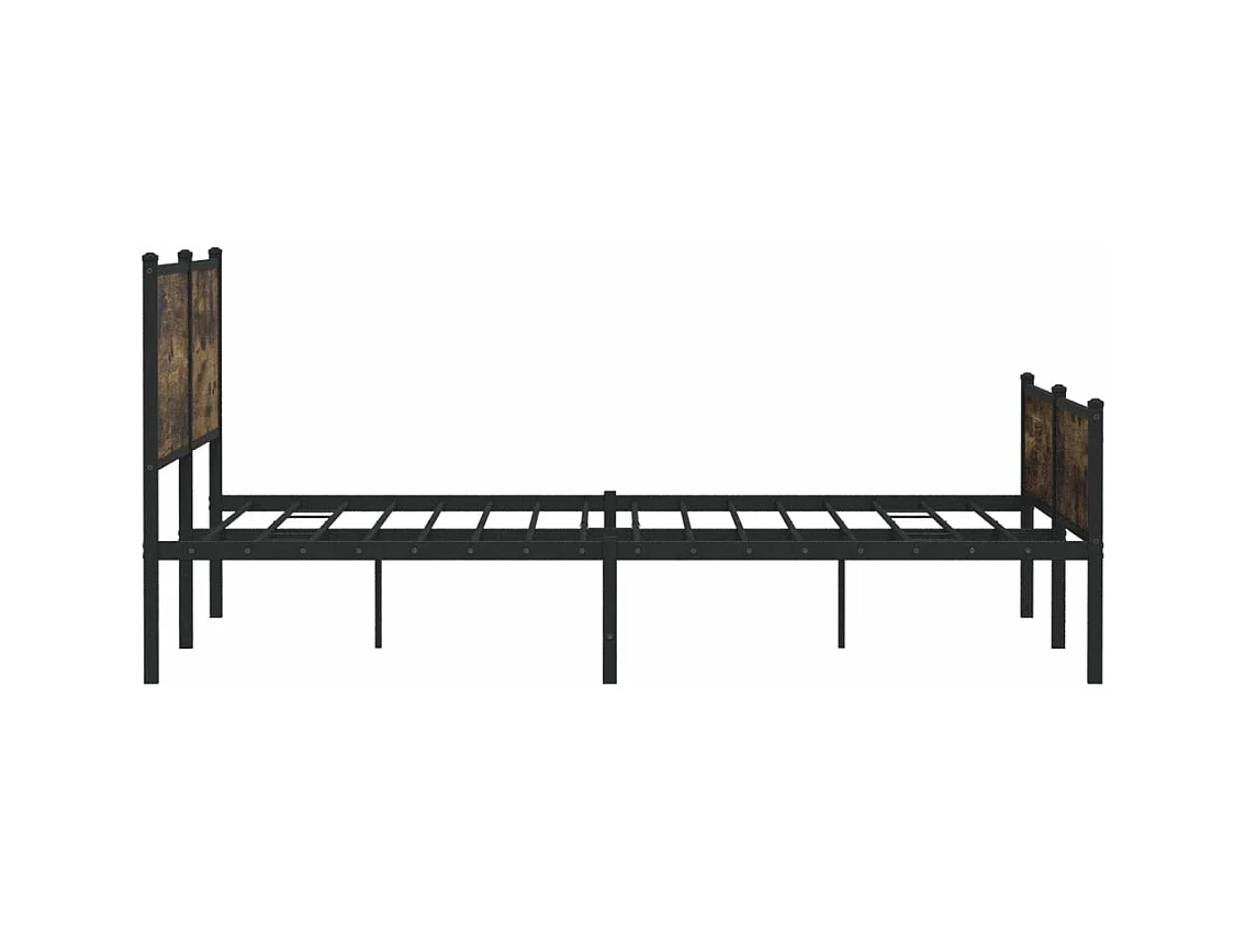 Cadre de lit en métal sans matelas chêne fumé 193x203 cm