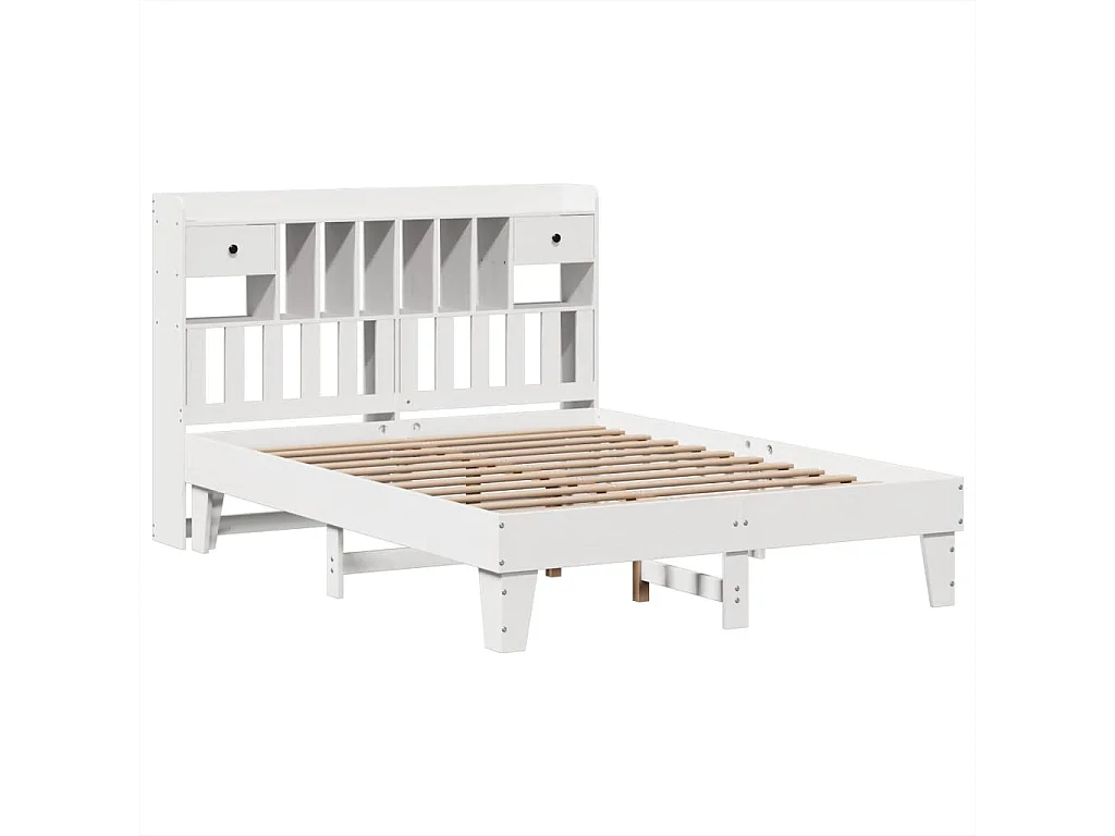 Cadre de lit sans matelas blanc 140x190 cm bois de pin massif