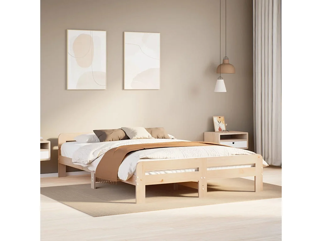 Estructura de cama sin colchón madera de pino blanco 150x200 cm