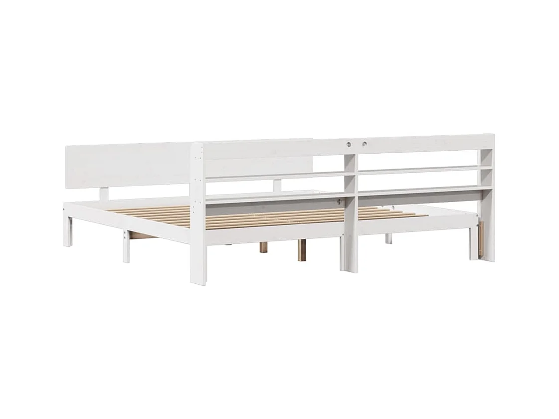 Cadre de lit et tête de lit blanc 180x200 cm bois de pin massif