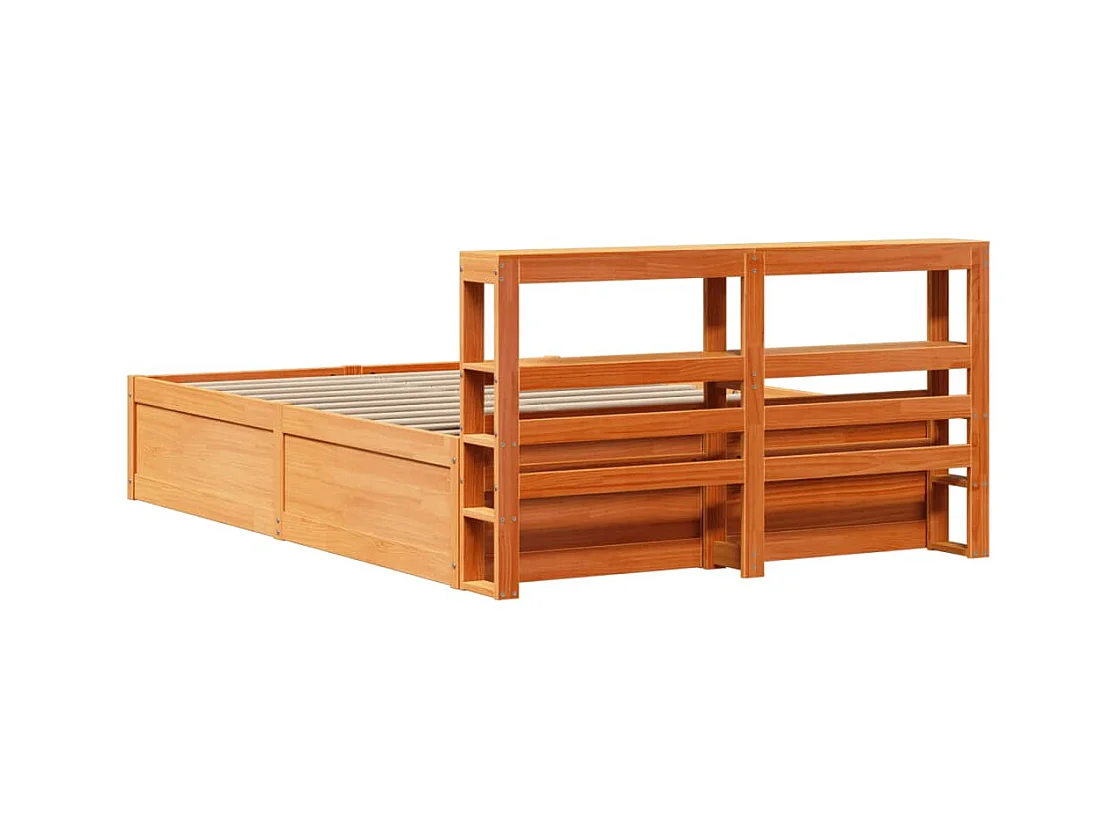 Estrutura cama c/ cabeceira 135x190cm pinho maciço castanho-mel