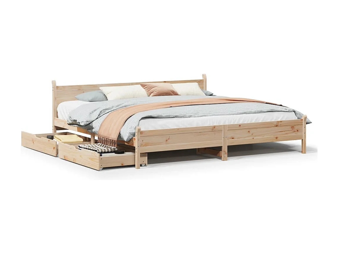 Estructura de cama sin colchón madera maciza de pino 180x200 cm