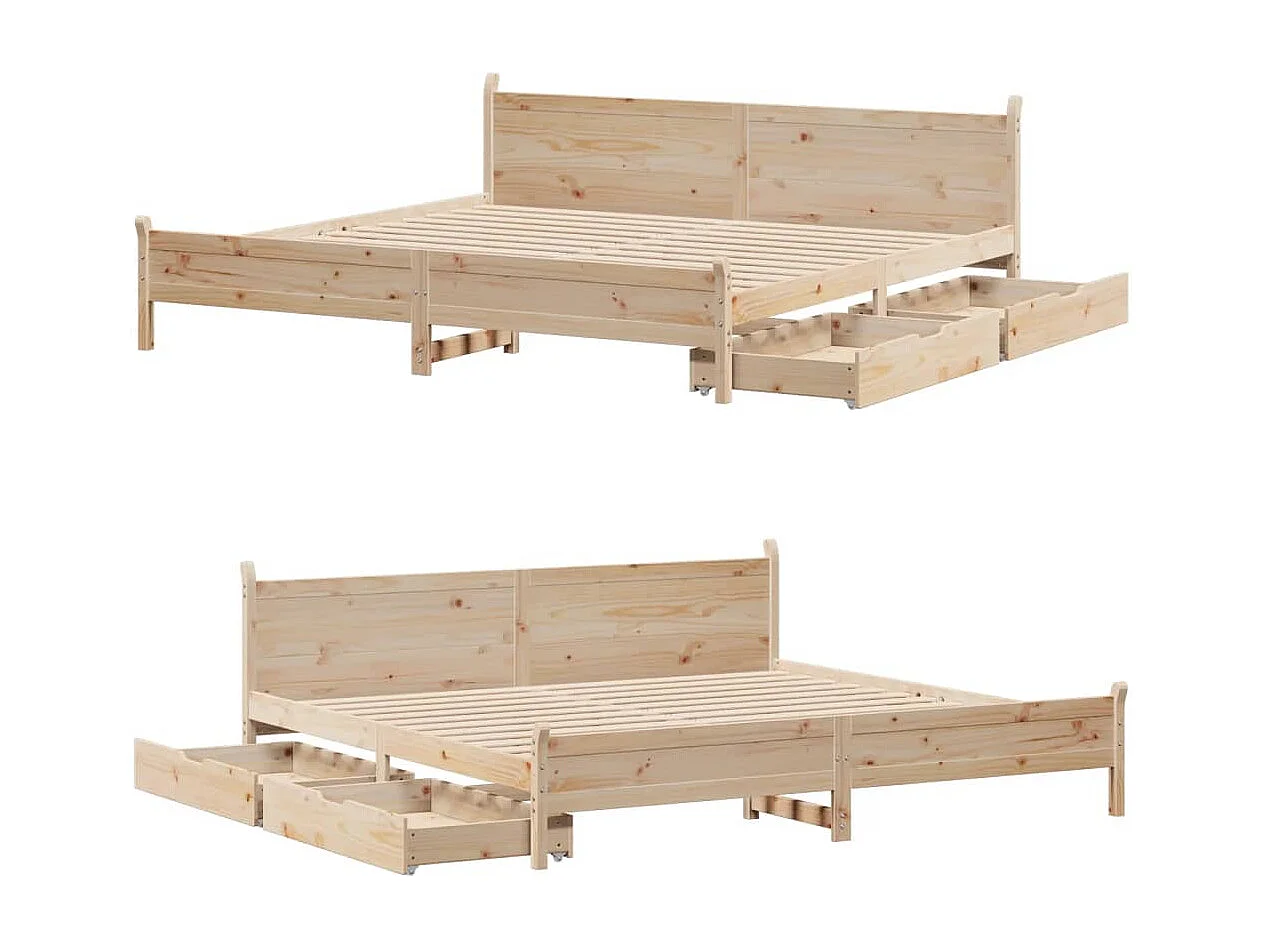 Estructura de cama sin colchón madera maciza de pino 180x200 cm