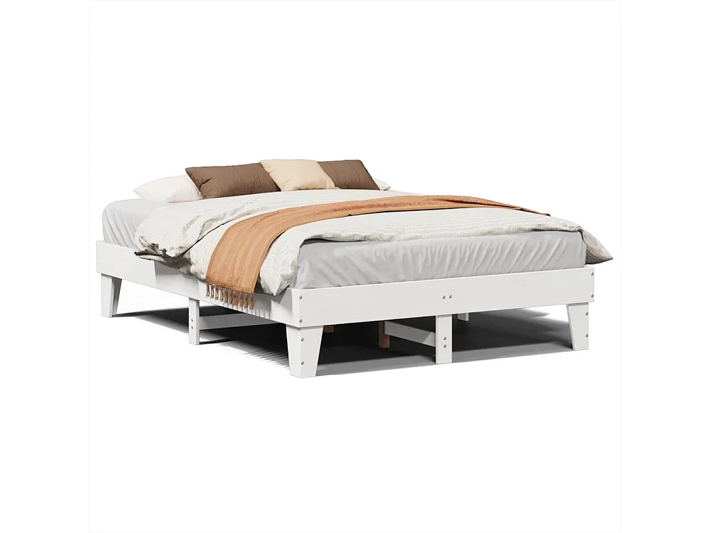 Cadre de lit sans matelas blanc 150x200 cm bois de pin massif