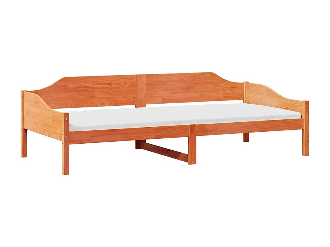Cama sin colchón madera maciza pino marrón cera 80x200 cm