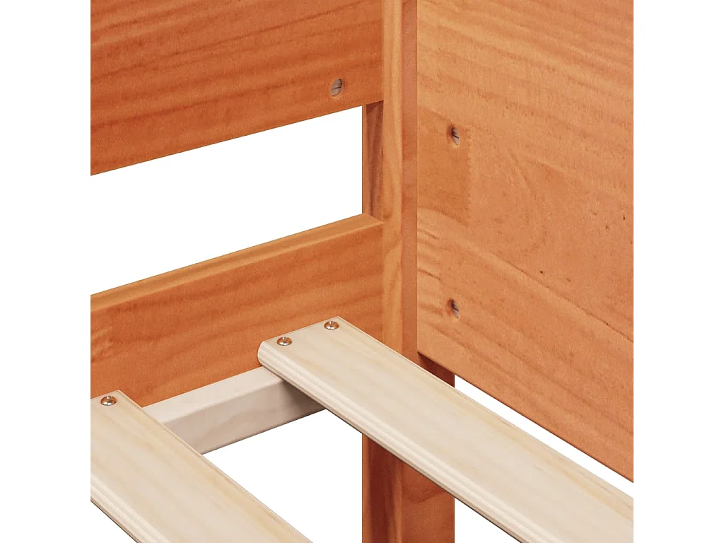 Cama sin colchón madera maciza pino marrón cera 80x200 cm