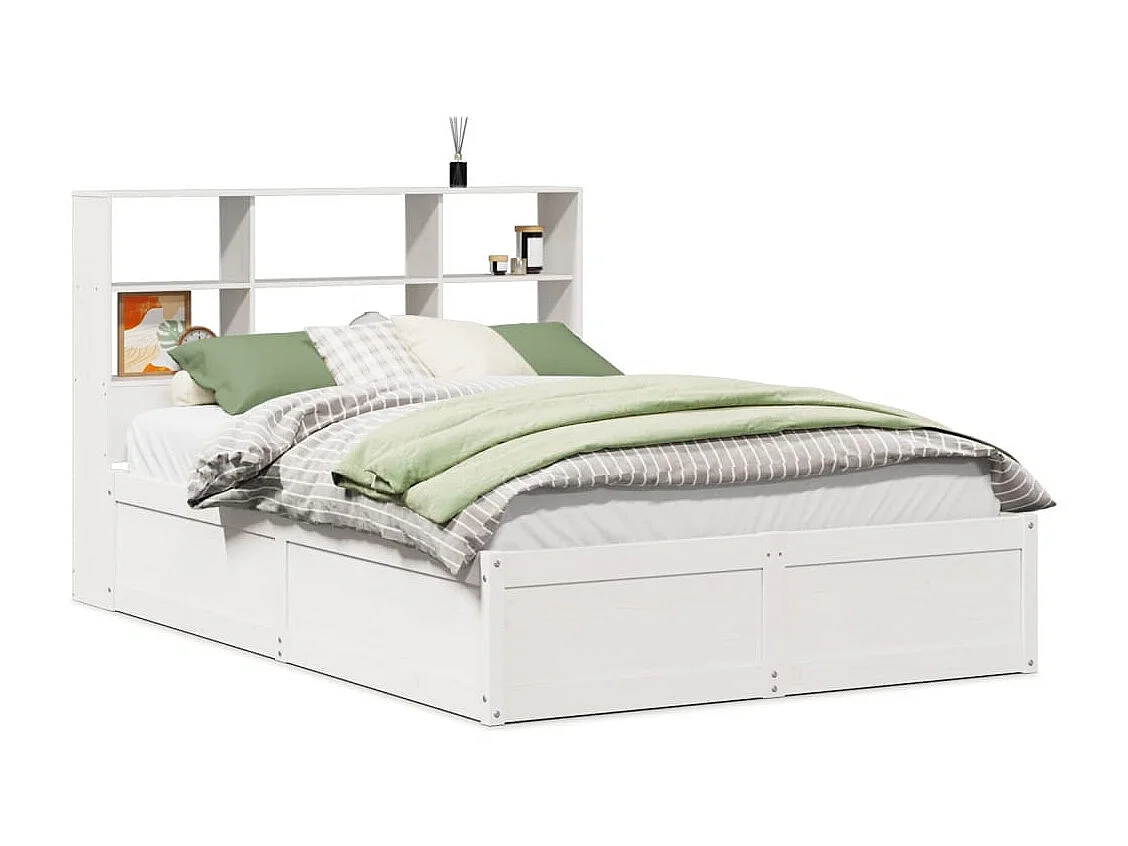 Estructura de cama sin colchón madera maciza blanca 120x190 cm