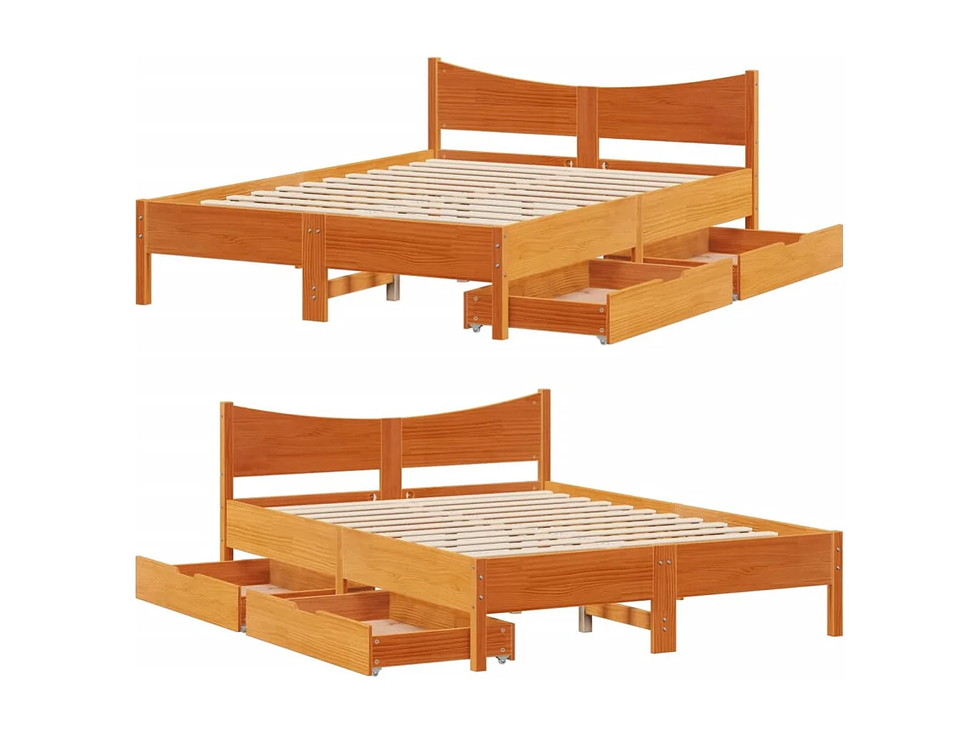 Estructura de cama con cajones madera pino marrón 120x190 cm