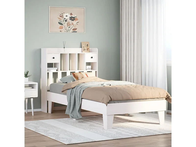 Cama sem colchão 90x200 cm madeira de pinho maciça branco