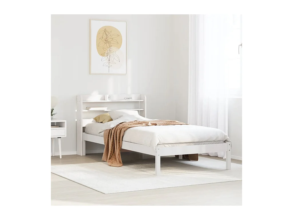 Cadre de lit sans matelas blanc 90x190 cm bois de pin massif