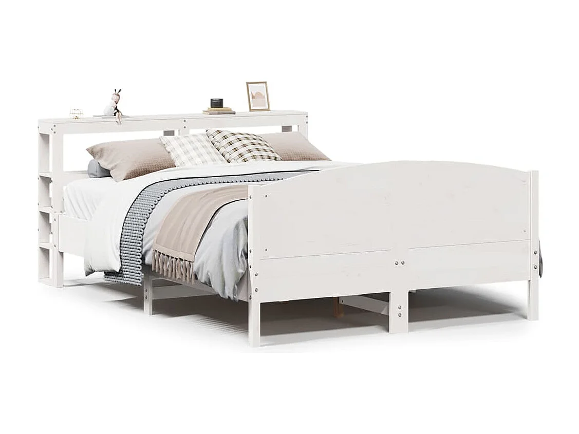 Estructura de cama sin colchón madera de pino blanca 140x200 cm