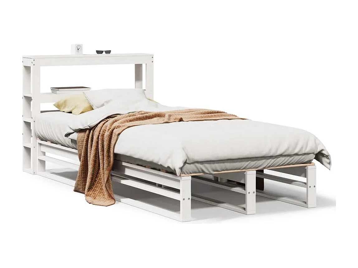 Estructura de cama sin colchón madera de pino blanca 90x200 cm