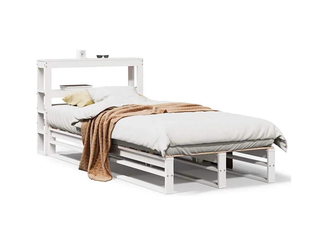 Cadre de lit sans matelas blanc 90x200 cm bois de pin massif