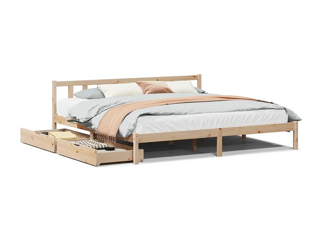 Estructura de cama sin colchón madera maciza de pino 200x200 cm