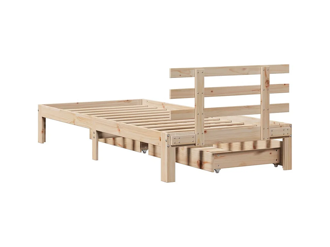 Cadre de lit avec tiroirs 75x190 cm bois de pin massif