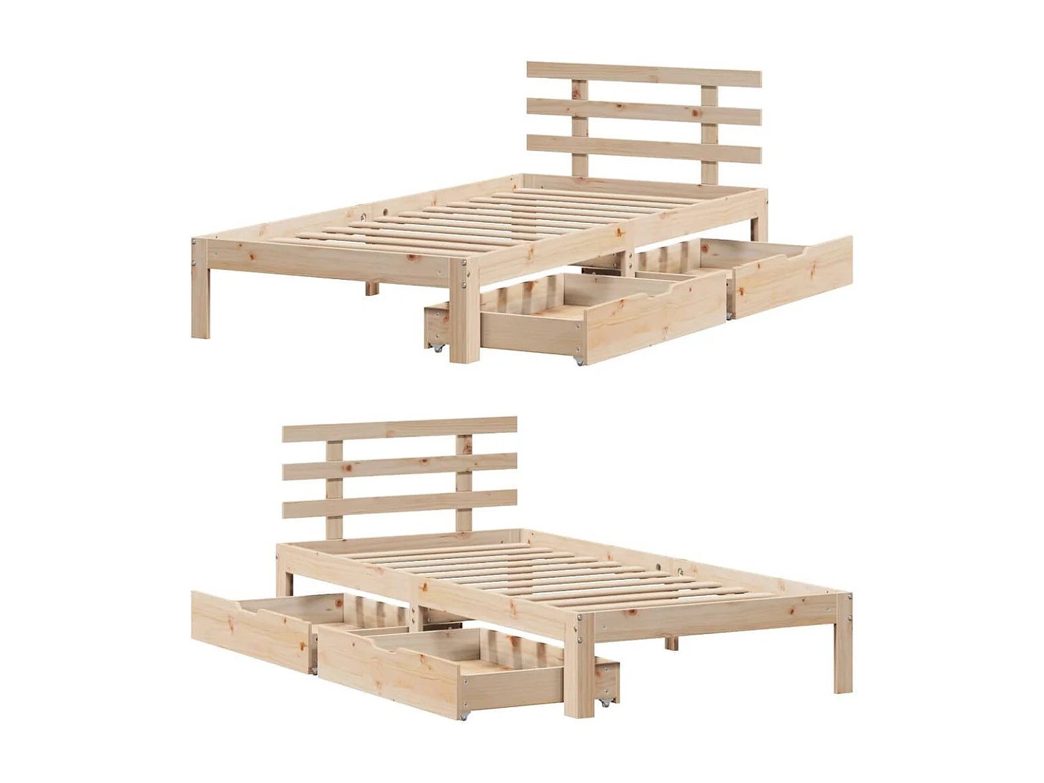 Estrutura de cama com gavetas 75x190 cm madeira de pinho maciça