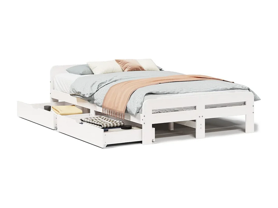 Estructura de cama sin colchón madera de pino blanco 135x190 cm