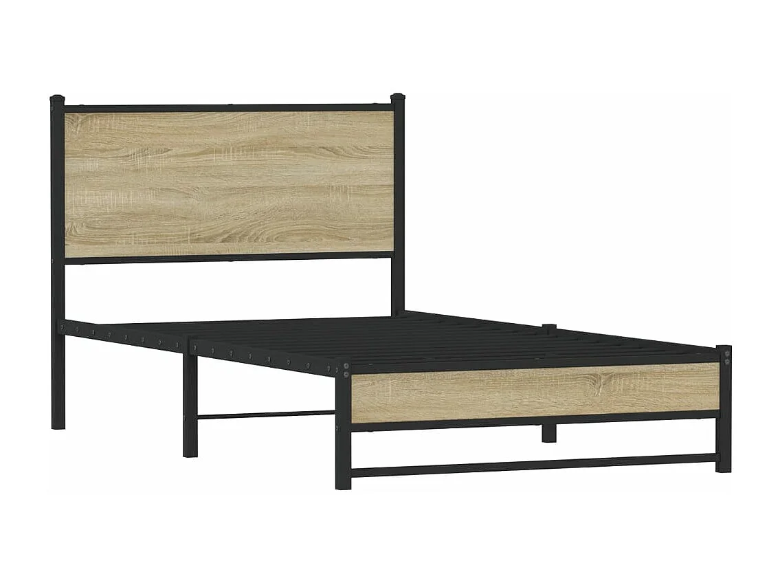 Estrutura de cama sem colchão 100x200 cm metal carvalho sonoma