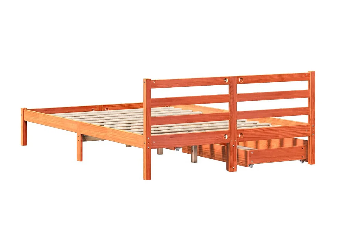 Cama sem colchão 150x200 cm madeira pinho maciça castanho-mel