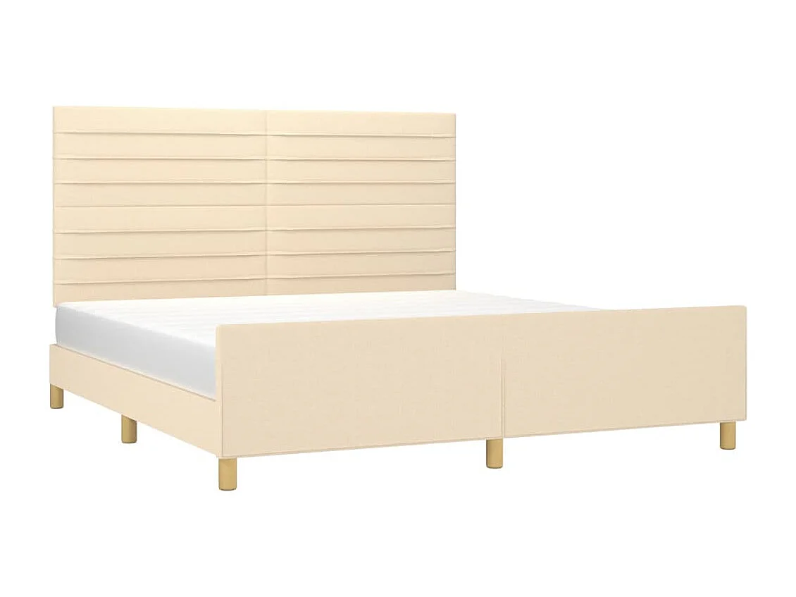 Estructura de cama con cabecero de tela color crema 160x200 cm