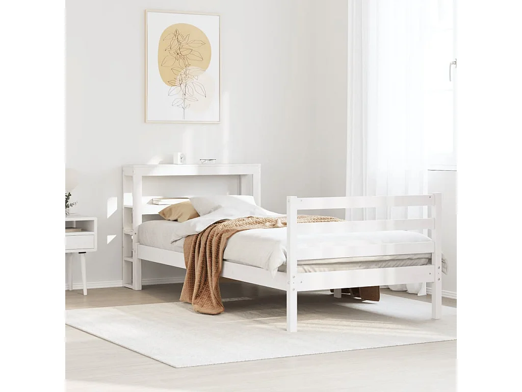 Estructura de cama sin colchón madera maciza blanca 90x190 cm