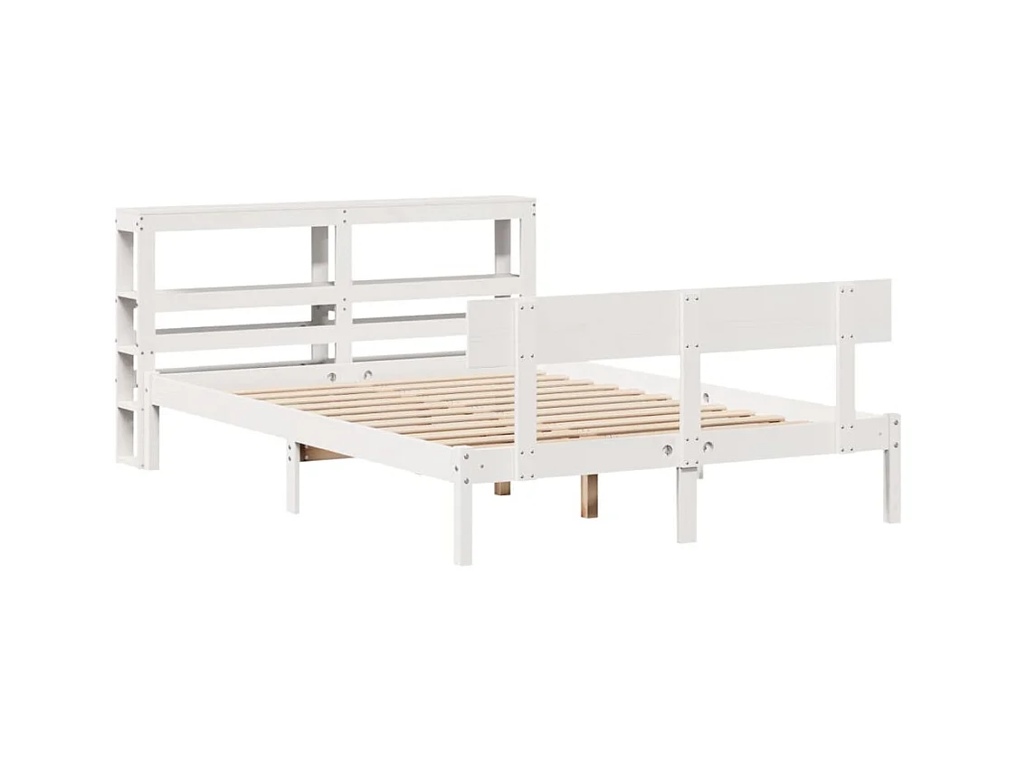 Cadre de lit sans matelas blanc 135x190 cm bois de pin massif