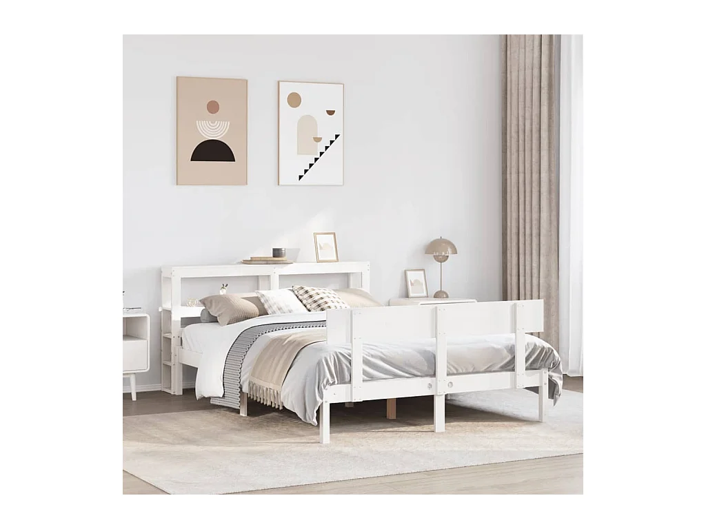 Estructura de cama sin colchón madera de pino blanco 135x190 cm