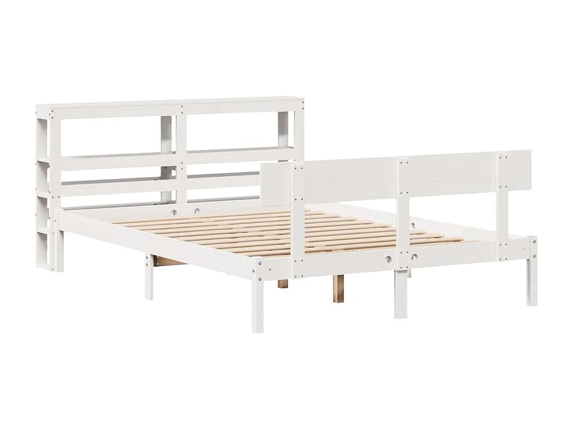 Cama sem colchão 135x190 cm madeira de pinho maciça branco