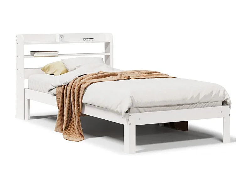 Estrutura de cama com cabeceira 90x200 cm pinho maciço branco