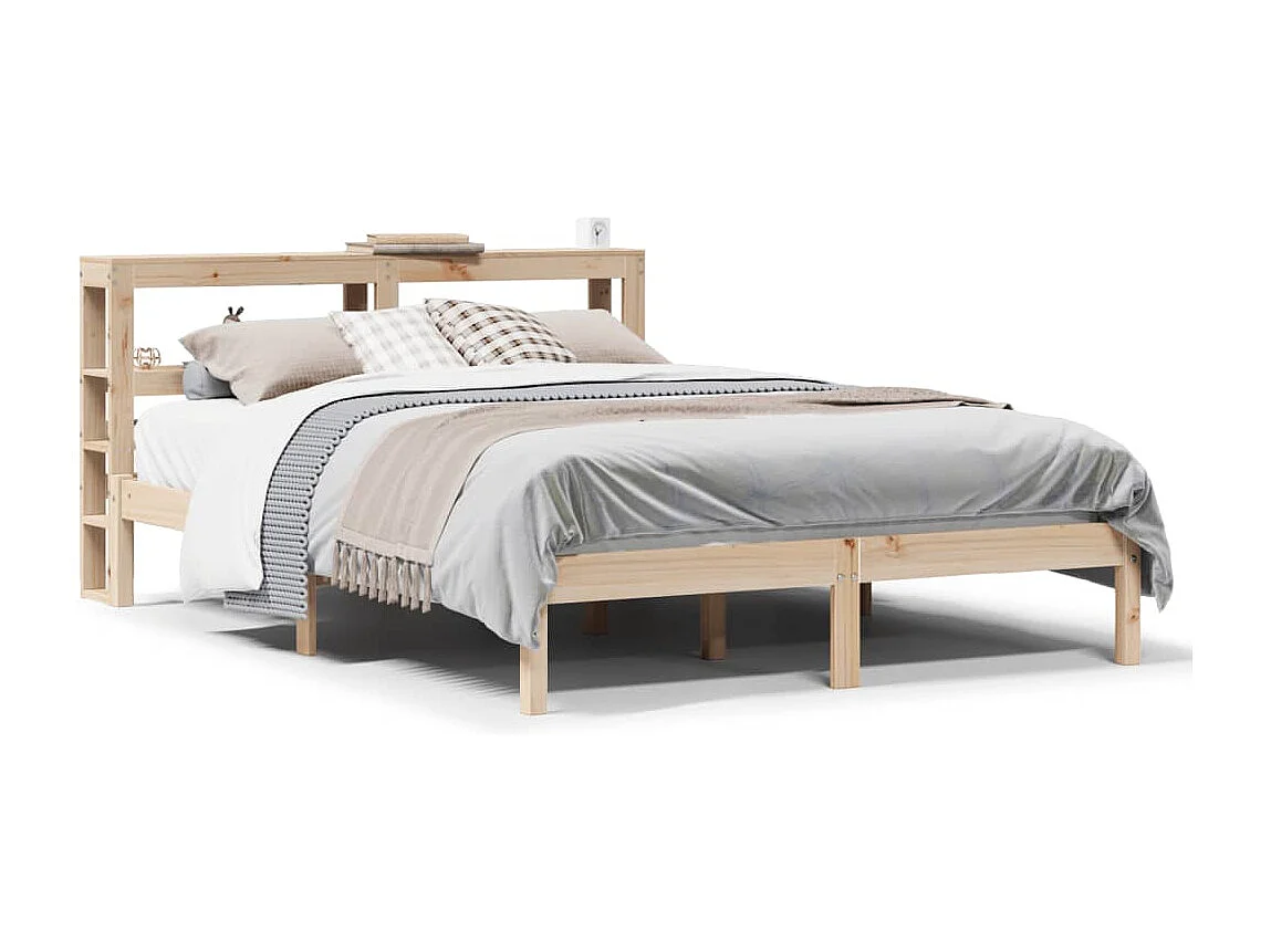 Estructura de cama sin colchón madera maciza de pino 140x190 cm