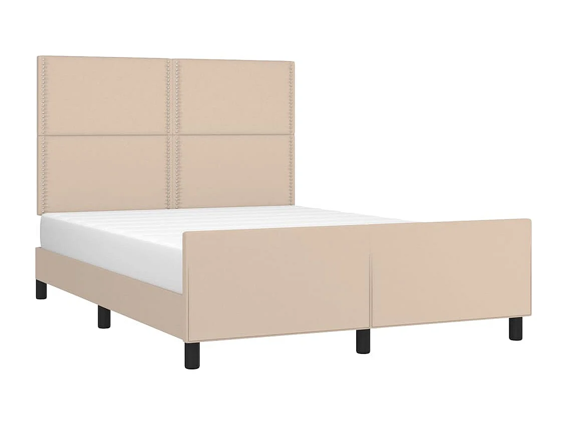 Estrutura cama c/ cabeceira couro artif. 140x190 cm cappuccino