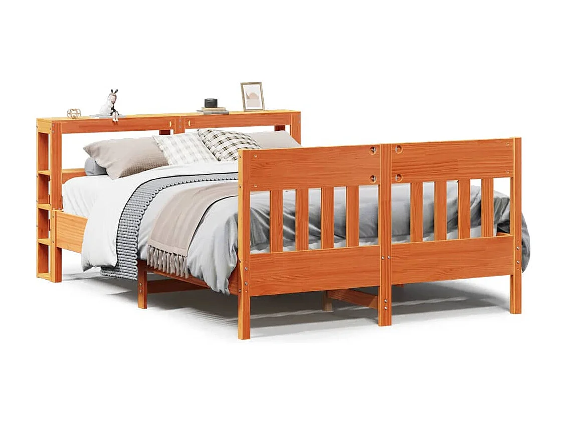 Cama sem colchão 120x190 cm madeira pinho maciça castanho-mel