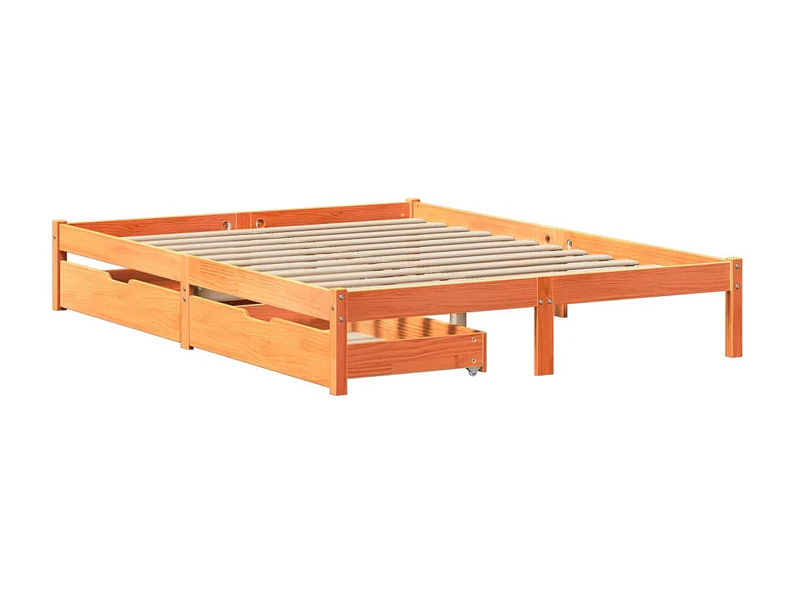 Estructura de cama sin colchón madera maciza marrón 135x190 cm