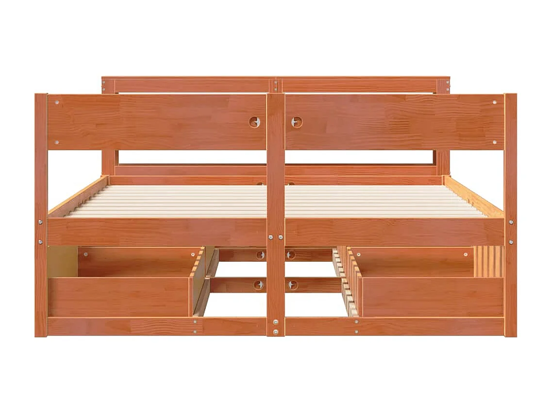 Cadre de lit sans matelas cire marron 150x200cm bois pin massif