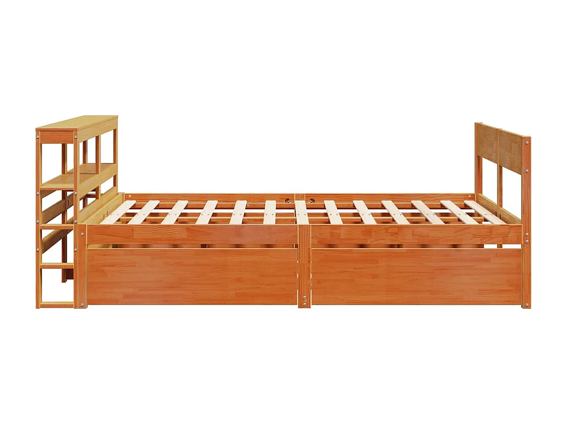 Cama sin colchón madera maciza pino marrón cera 150x200 cm