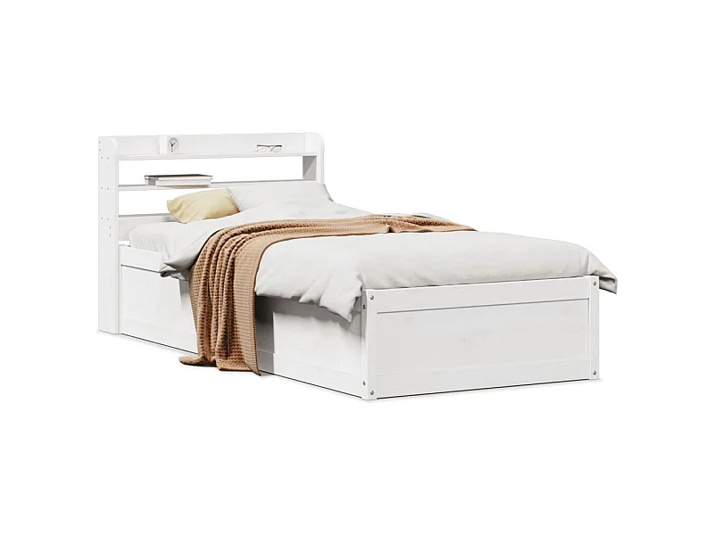 Estructura de cama con cabecero madera pino blanco 90x190 cm