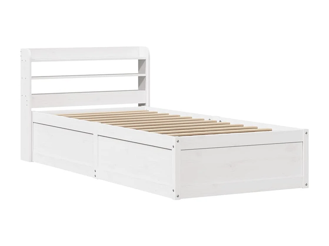 Estructura de cama con cabecero madera pino blanco 90x190 cm