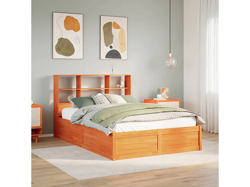 Cama sem colchão 120x200 cm madeira pinho maciça castanho-mel