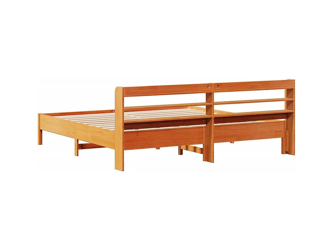 Cadre de lit sans matelas cire marron 180x200cm bois pin massif