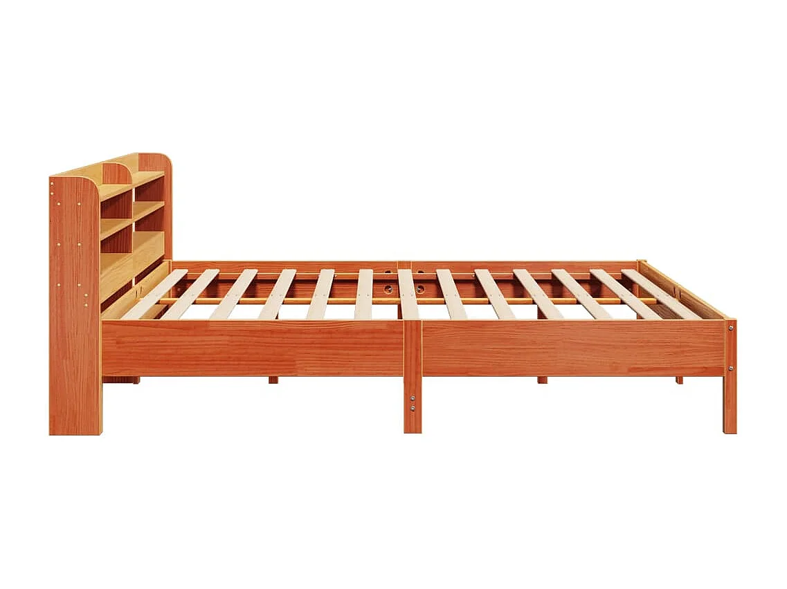Cama sin colchón madera maciza de pino marrón cera 180x200 cm